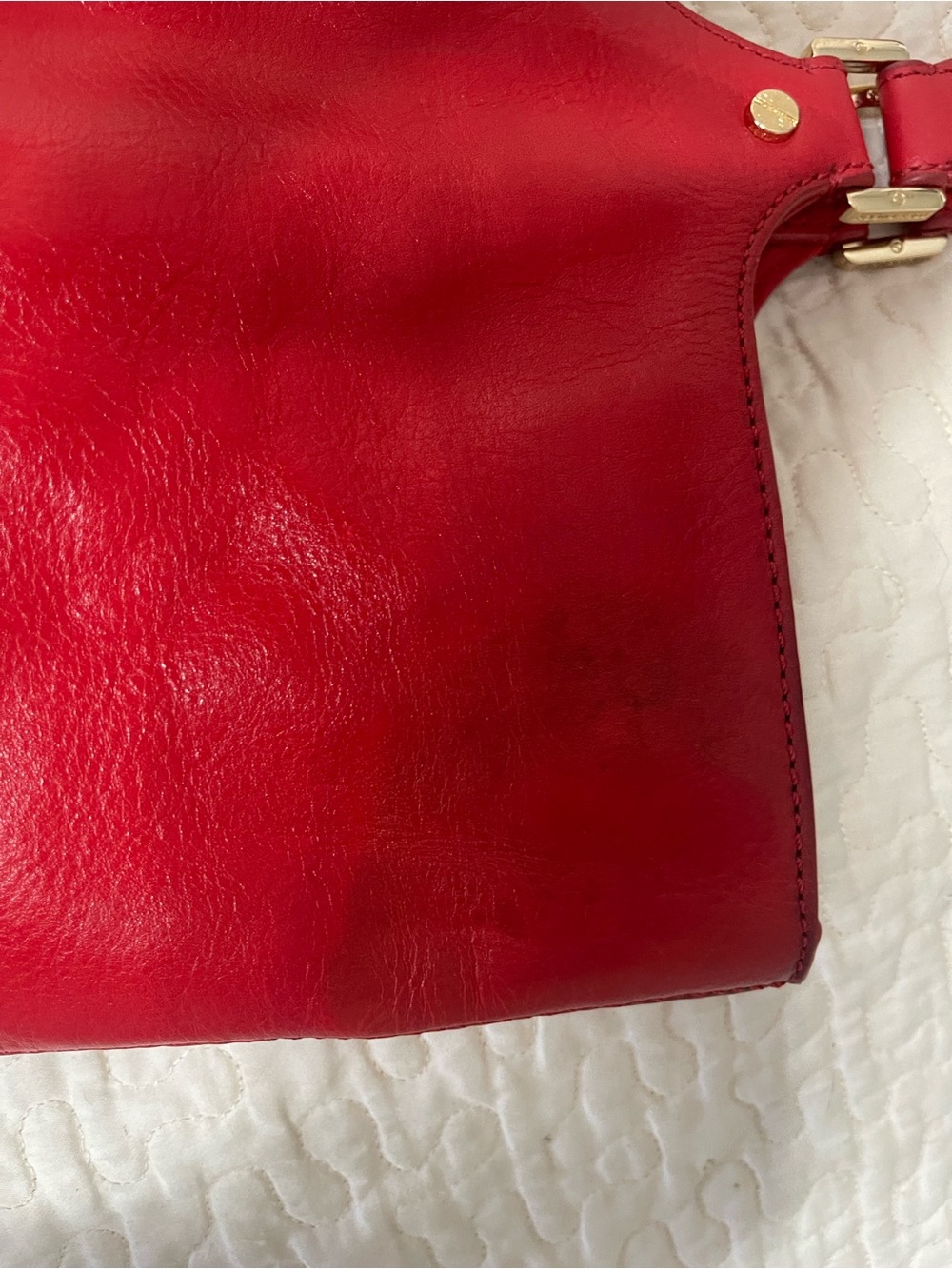Tory Burch Ella Red Leather Large Logo Tote Bag - Picture 9 of 14